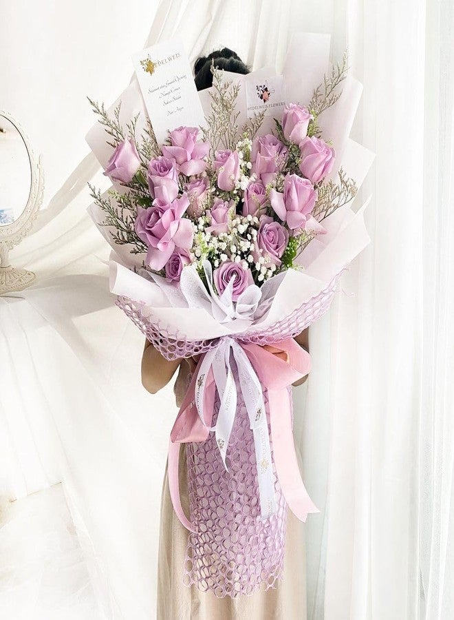 Oasis Purple Double Checker Mesh Roll | Multipurpose Wrapping Paper for Flower Bouquets, Gift Packing, Hampers, Wedding, Festival, Arts & Crafts, DIY & Event Décor - 9 Meter Long - Image 4